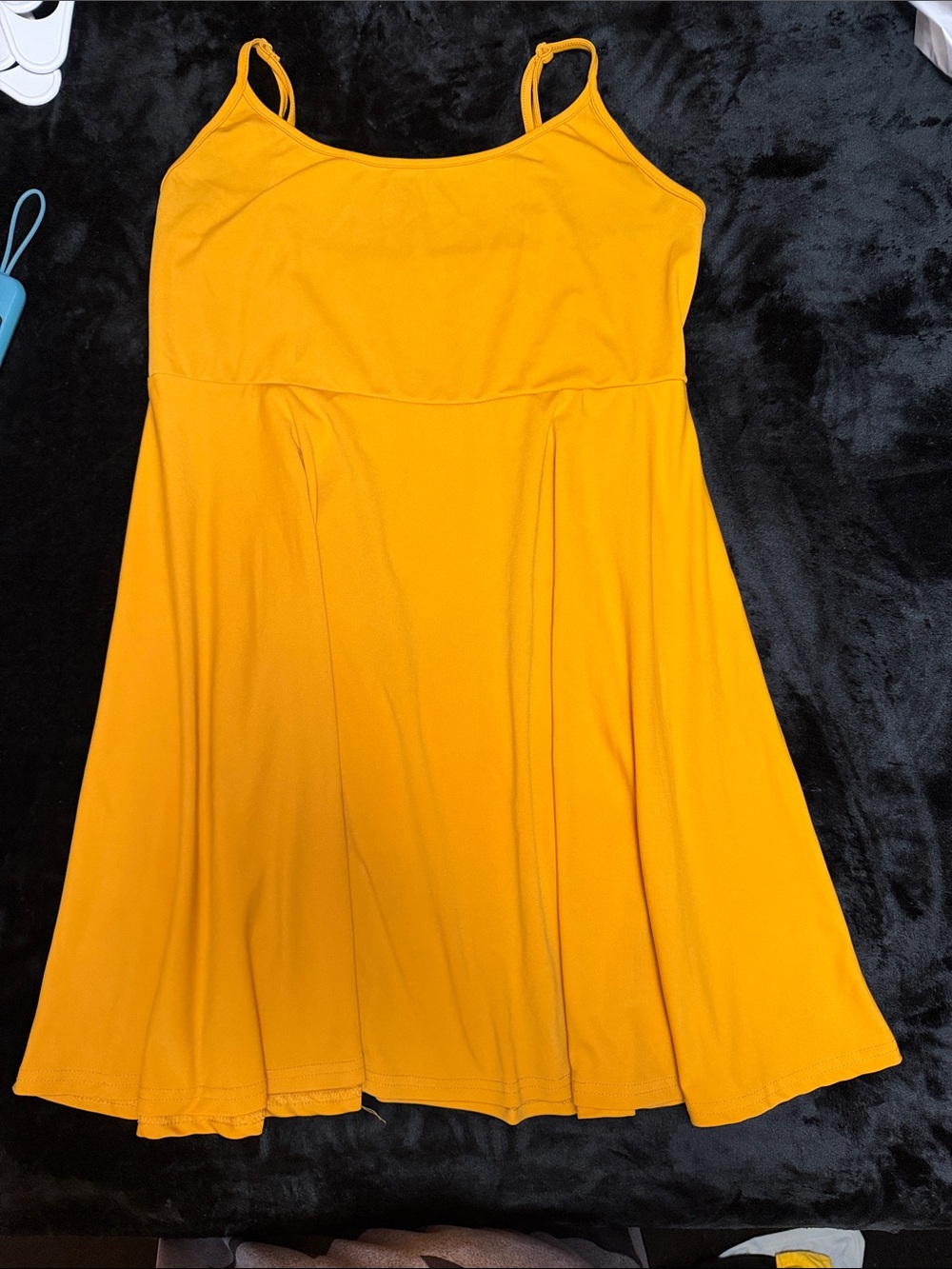 Sleeveless Yellow Spaghetti-Strap Skater Dress